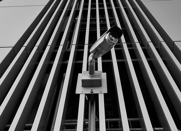 Wall-mounted security cameras